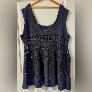 Black hand-crocheted swimsuit cover up - Plus sizes 2-4X